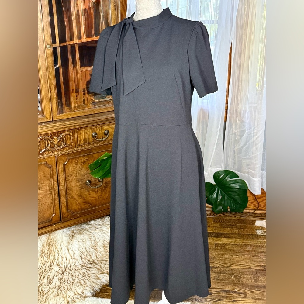 Maggy London Short Sleeve Necktie Midi Dress